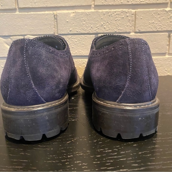 Mens Brooks Brothers Navy blue suede Wingtip Oxfords shoes Size 9 Made In Italy - Picture 4 of 7